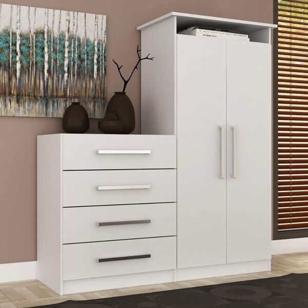 Cômoda Sapateira Malu 2 Portas 4 Gavetas Branco - Pnr Móveis