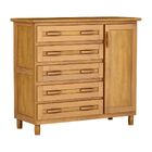 Cômoda Sapateira Mel 5 Gavetas 1 Porta Madeira Maciça Pinus -