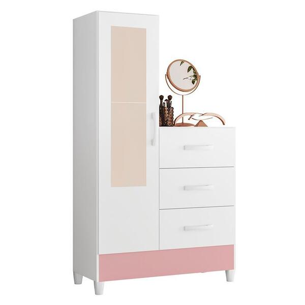 Cômoda Sapateira Mobi 1 Porta E 3 Gavetas Com Espelho - Móvei