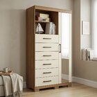 Cômoda Sapateira Multiuso 6 Gavetas 1 Porta Com Espelho E Pés