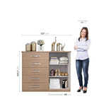 Comoda Sapateira Mx Moveis Toledo 5 Gavetas 2 Portas Bege