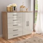 Comoda Sapateira Mx Moveis Toledo 5 Gavetas 2 Portas Bege Cla