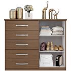 Comoda Sapateira Mx Moveis Toledo 5 Gavetas 2 Portas Marrom