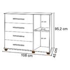 Cômoda Sapateira Para Quarto 108cm 1 Porta 4 Gavetas Veneza B