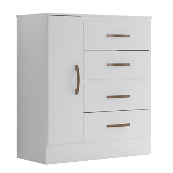 Cômoda Sapateira Para Quarto 1 Porta 4 Gavetas Lisa Branco
