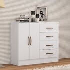 Cômoda Sapateira Para Quarto 2 Portas 4 Gavetas Lisa Branco