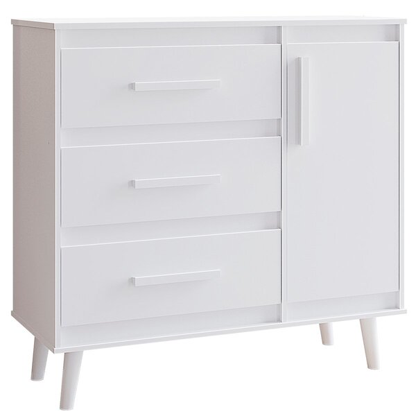 Cômoda Sapateira Pé Palito 1 Porta 3 Gavetas Lima Branco