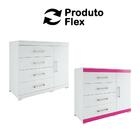 Cômoda Sapateira Plus 4 Gavetas Com Pés Flex Branco/fucsia