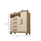 Cômoda Sapateira Porto Belo 1 Porta 4 Gavetas I01 Carvalho Of