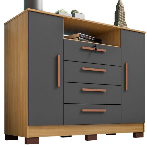 Cômoda Sapateira Rack Para Quarto 2 Portas 4 Gavetas Madri Ca