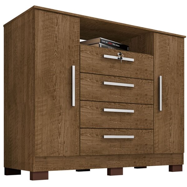 Cômoda Sapateira Rack Para Quarto 2 Portas 4 Gavetas Madri Ma