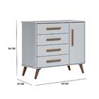 Cômoda Sapateira Rebeca Retrô 1 Porta 4 Gavetas Cinza Tana De