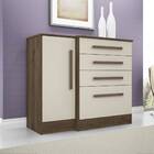 Cômoda Sapateira Renata 1 Porta 4 Gavetas Ébano Off White Tan