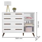 Cômoda Sapateira Retrô 4 Gavetas 1 Porta Branco Brilho