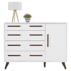 Cômoda Sapateira Retrô 4 Gavetas 1 Porta Branco Brilho