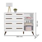 Cômoda Sapateira Retrô 4 Gavetas 1 Porta Branco Brilho