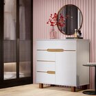 Cômoda Sapateira Retrô 4 Gavetas Pés Em Madeira Branco