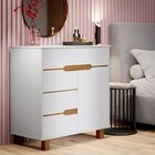 Cômoda Sapateira Retrô 4 Gavetas Pés Em Madeira Branco