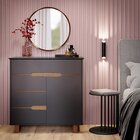 Cômoda Sapateira Retrô 4 Gavetas Pés Em Madeira Preto