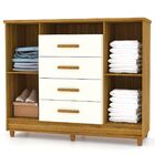 Cômoda Sapateira Valença 4 Gavetas 2 Portas Canela/champanhe