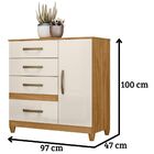 Cômoda Sapateira Vênus 4 Gavetas Freijó Off White Moval