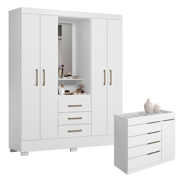 Cômoda Sevilha E Guarda Roupa Solteiro Paris 2045150 Branco - Aramóveis ...