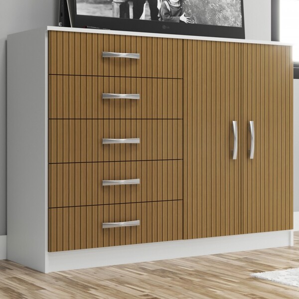 Cômoda Siena 2 Portas 5 Gavetas Branco/canela - Panorama Móve