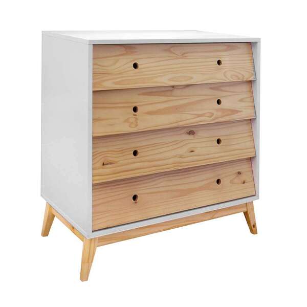 Cômoda Sing Retrô 4 Gv Branco E Natural