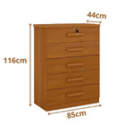 Cômoda Solteiro 5 Gavetas Ipanema