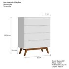 Cômoda Solteiro Retrô 4 Gavetas Alpi Branco