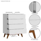 Cômoda Solteiro Retrô 4 Gavetas Alpi Branco