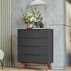 Cômoda Solteiro Retrô 4 Gavetas Alpi Preto