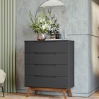 Cômoda Solteiro Retrô 4 Gavetas Alpi Preto