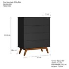 Cômoda Solteiro Retrô 4 Gavetas Alpi Preto