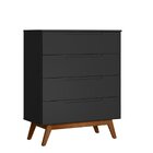 Cômoda Solteiro Retrô 4 Gavetas Alpi Preto