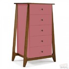 Cômoda Stoka 5 Gavetas - Máxima Nogal/rosa New