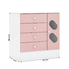 Cômoda Stop 1 Porta 4 Gavetas Branco/ Rosa - Rodial