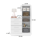 Cômoda Suelen Com Espelho 1 Porta 4 Gavetas Branco Fosco Bnn