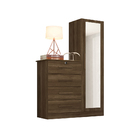 Cômoda Suelen Com Espelho 1 Porta 4 Gavetas Cedro Bnn Decor