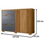 Cômoda Texas 2 Portas E 4 Gavetas Freijó Cinza Moval