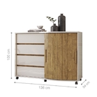 Cômoda Tokio 4 Gavetas E Rodízios Off White Amendoa