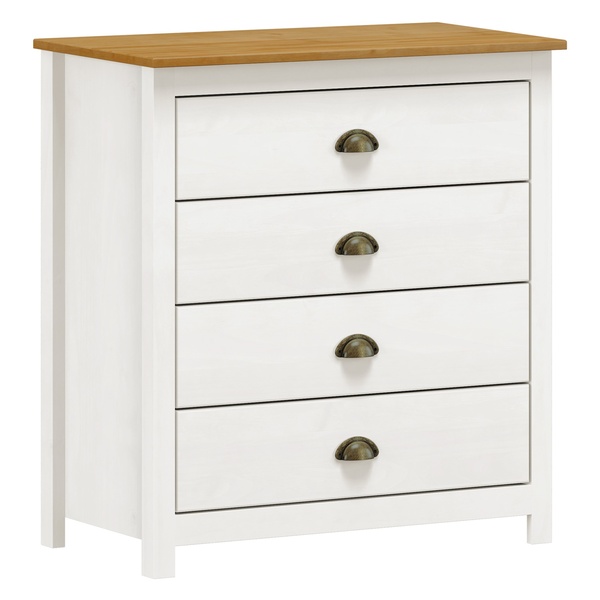 Cômoda Topazio - 4 Gavetas - Madeira Maciça  - Branco