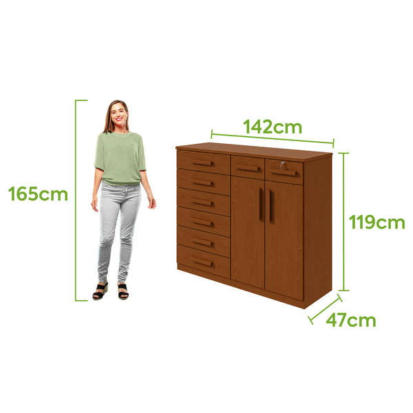 Comoda Toronto 2 Portas 8 Gavetas - Lopas Frassino | Leroy Merlin