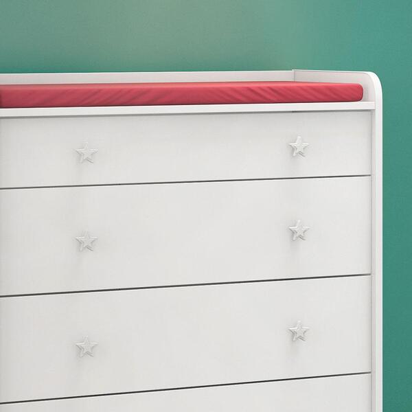 Cômoda Trocador Com Puxadores Em Estrela Doce Sonho Branco 25