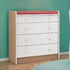 Cômoda Trocador Frozen 4 Gavetas Carvalho Branco Tana Decor