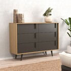 Cômoda Tulipa 6 Gavetas Nogal/grafite - Deibe Móveis