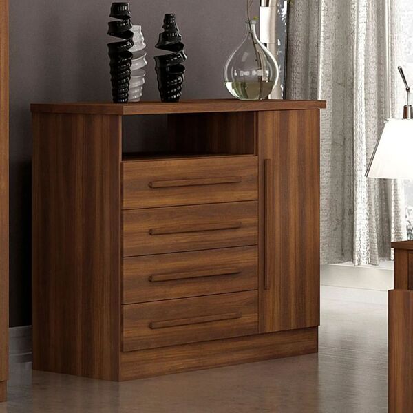 Cômoda Turmalina 1 Porta 4 Gavetas Salleto Móveis Nogal Cesta