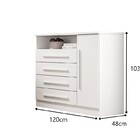 Comoda Turmalina Plus 1 Porta 4 Gavetas Salleto Branco