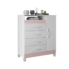 Cômoda Turquesa Branca 4 Gavetas E 1 Porta Multiflex Com Vist