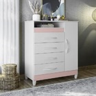 Cômoda Turquesa Branca 4 Gavetas E 1 Porta Multiflex Com Vist